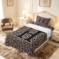 thumbnail image 3 of meiyoeat Leopard Print Bow Letter H Twin Sheet Sets, Women Teens, Brown Animal Print Bedding, 3-Piece, 1 Flat Sheet, 1 Fitted Sheet and 1 Pillowcase, 3 of 6