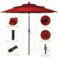 thumbnail image 6 of Gymax 10ft 3 Tier Patio Market Umbrella Aluminum Sunshade Shelter Double Vent Burgundy, 6 of 9