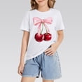 thumbnail image 6 of Ruyang Kids Girls Cotton T Shirt Cute Cherry Bow Print Round Neck Short Sleeve Tops Summer Outdoor Athletic Blouse Tee Tops, 6 of 8