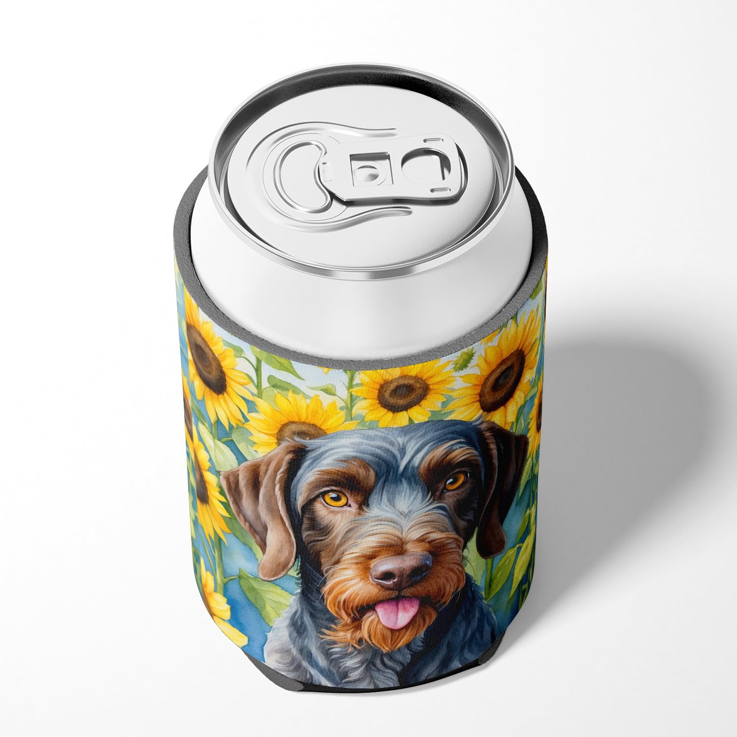 Bedlington Terrier in Sunflowers Can or Bottle Hugger 3 in x 5 in