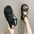 thumbnail image 5 of AXXD Women Black Sandals Summer Round-toe Open Toe Sandals Thick Bottom Solid Color Casual Sandals, 5 of 6