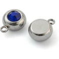 thumbnail image 3 of 10Pc Flat Round Birthstone Pendant 201 Stainless Steel Charms for Jewelry Craft Making Gray DIY, 3 of 3