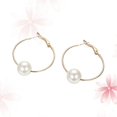 thumbnail image 1 of Women Big Pearl Earrings Chic Ear Decor Wild Temperament Style Elegant Jewelry Birthday Holiday Occasion Hypoallergenic Design, 1 of 5