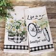 thumbnail image 2 of JOOCAR Kitchen Towels, Black and White Checkered Bike Vase Little Daisy Life is a Beautiful Ride 16x27.5 Inches Kitchen Towels for Kitchen Decor Housewarming Gift Towels Set of 2, 2 of 5