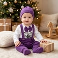 thumbnail image 6 of 12-18 Months Newborn Infant Baby Boy Halloween Outfit Pumpkin Long Sleeve Romper Overalls Suspender Pants And Hat Boys And Girls Baby Romper Pajamas Crawling Clothes, 6 of 9