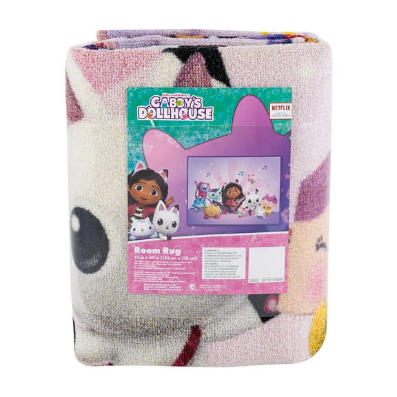 Gabby's Dollhouse Room Rug - 52x69" - 100% Nylon with TPE Backing - Ages 3 and Up