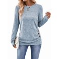 thumbnail image 3 of Womens Long Sleeve Shirts Tops Button Casual Blouses Pullover Tunic Winter Fashion Clothes Sky Blue XXL, 3 of 9
