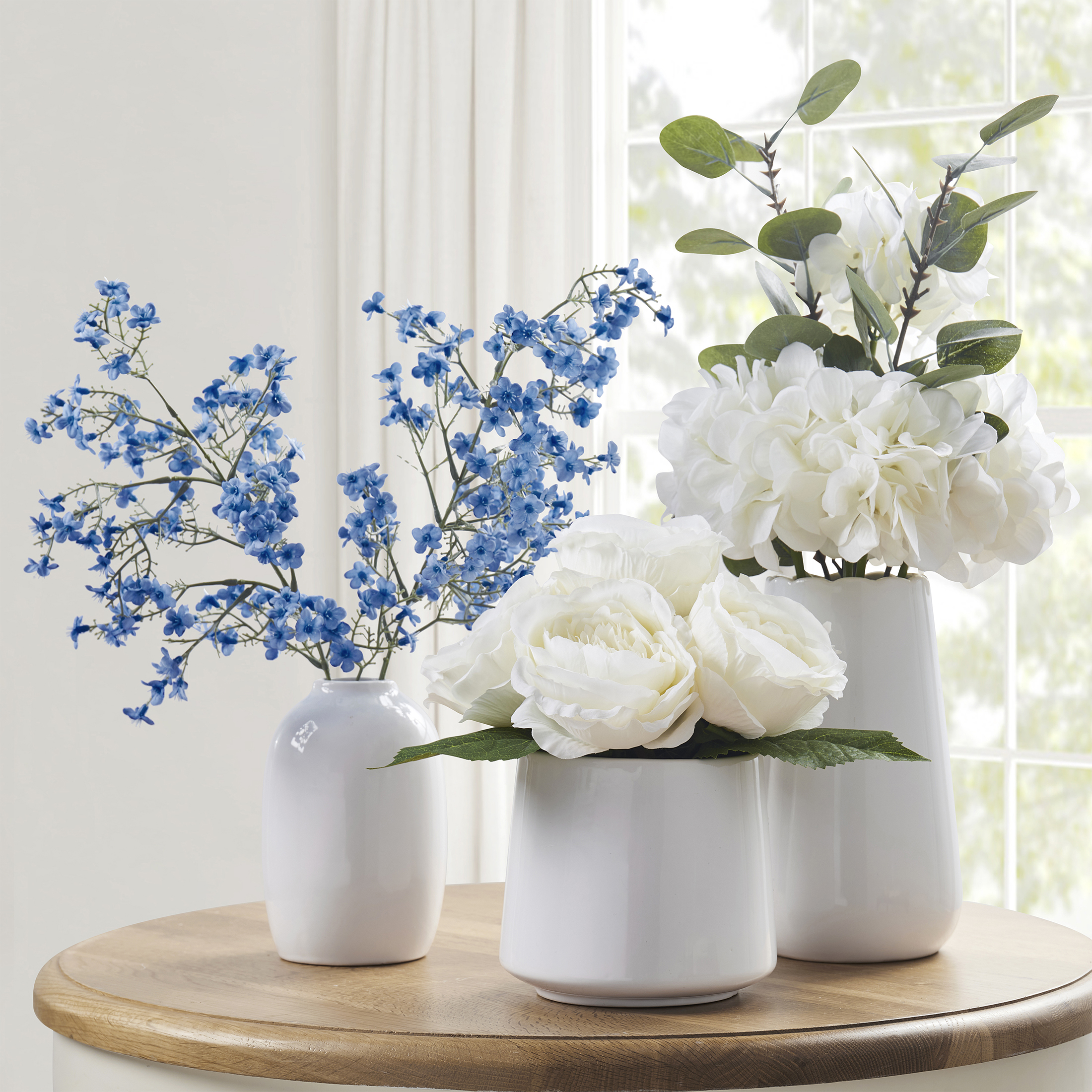 My Texas House Blue Faux Floral Springs in White Ceramic Vase, 16" Height - image 5 of 7
