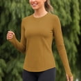 thumbnail image 4 of Ymauqau Hauts d'Entraînement pour Femmes à Manches Longues, Col Ras du Cou, Ourlet Arrondi, T-Shirts de Course Ajustés Athlétiques, Chandails de Randonnée contre le Soleil, 4 of 6