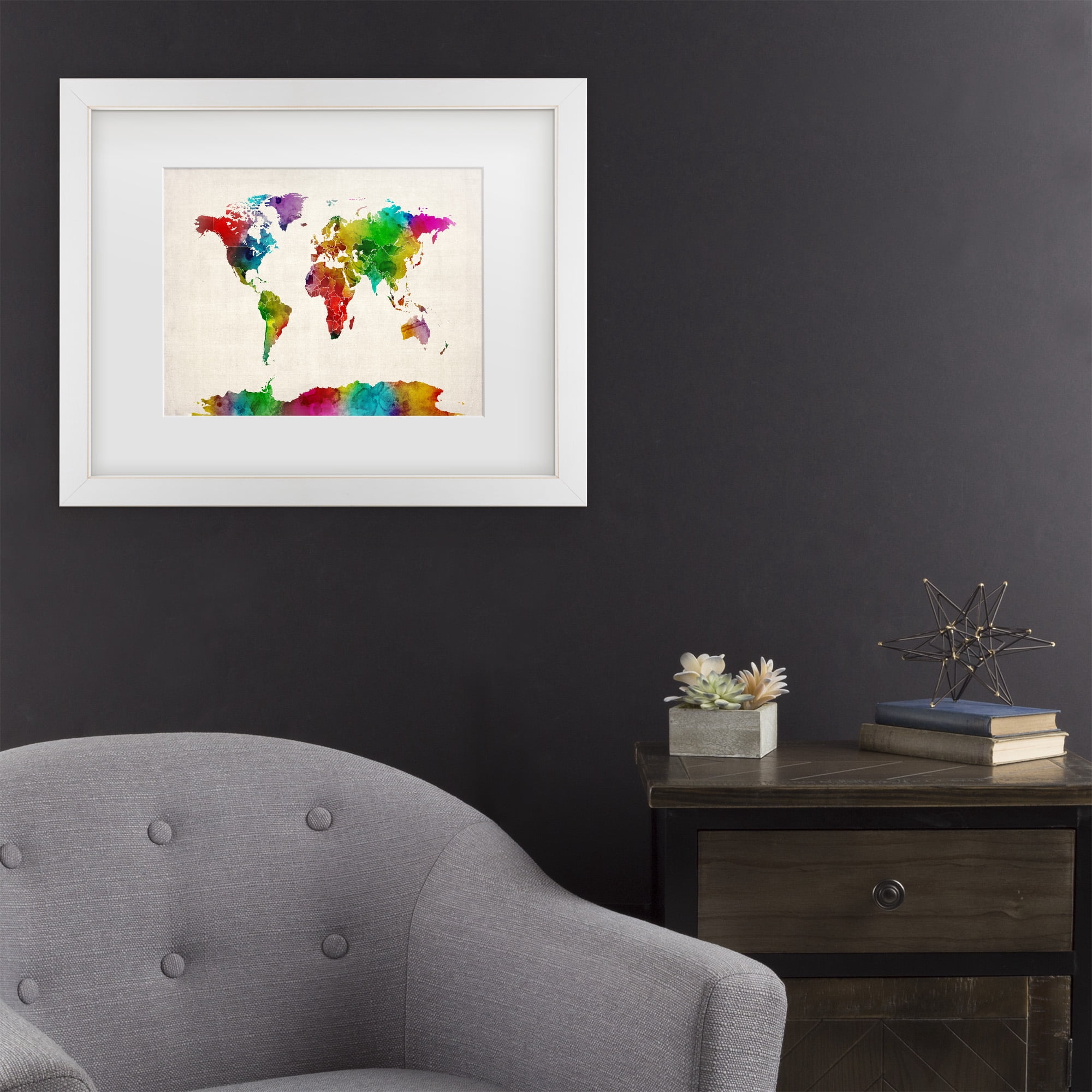 Trademark Fine Art 'Watercolor World Map II' Canvas Art by Michael Tompsett