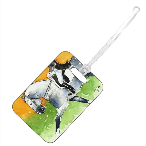 KuzmarK Luggage Travel Bag Tag - Dappled Gray Andalusian Dressage Horse Art by Denise Every