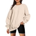 thumbnail image 1 of ORUYROP Chandails en Molleton Surdimensionnés pour Femmes Manches Longues Col Rond Chandail Décontracté Ample Couleur Unie Polaire Tops Pulls, 1 of 5