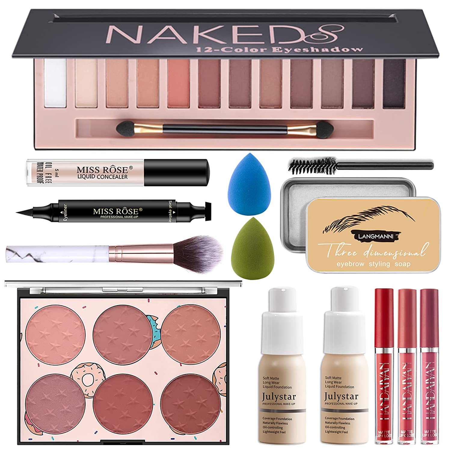 AOLIKOKO Makeup Kit for Women Full Kit,12 Colors Eyeshadow Palette Gift Set for Women,Teens
