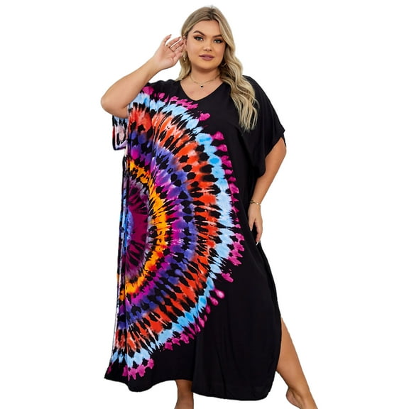 Plus Size Africa Kaftan Dress for Women Casual Beach Maxi Dresses Summer Vacation Outfits mumu Nightgown Lightweight Holiday Tunic Sleepwear