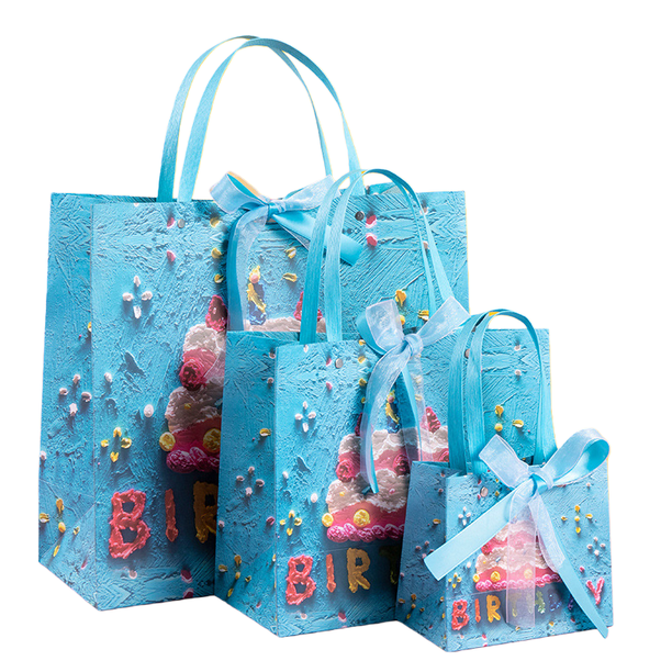 Bolsas de regalo de cartulina para fiestas, paquete de 3, Blue Cake