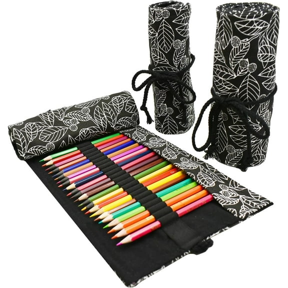 24/48/72 Slots Colored Pencil Roll Wraps Canvas Pencils Roll Holder Pencil Pouch Aesthetic Case Organizer Bag for Art Lo