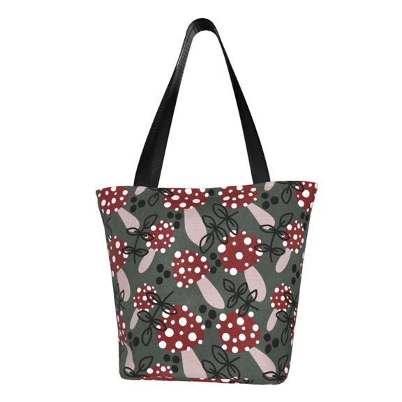 Fotbe Autumn Forest Mushrooms Pattern Beach Tote,Shoulder Handbag,Spacious Tote Bag,Lightweight Travel Bag,Versatile Shopping Bag