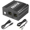 Phantom Power Supply, EBXYA 2-Channel 48V Phantom Power with USB A-Male to B-Male Charging Cable, 3.5mm to XLR Female Cable for Any Condenser Microphone Music Recording Equipment