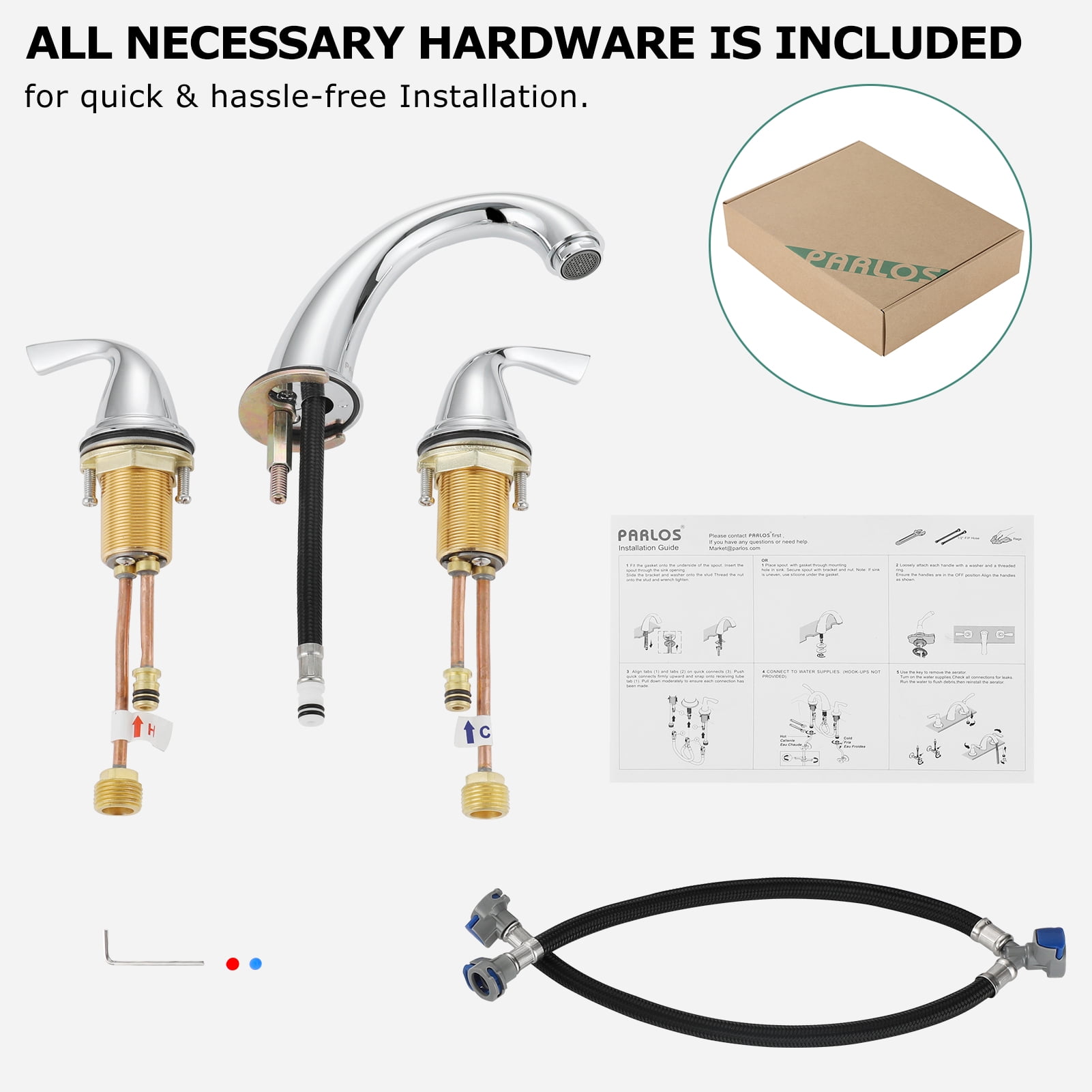 PARLOS 2-Handle Widespread Bathroom Sink Faucet, Chrome
