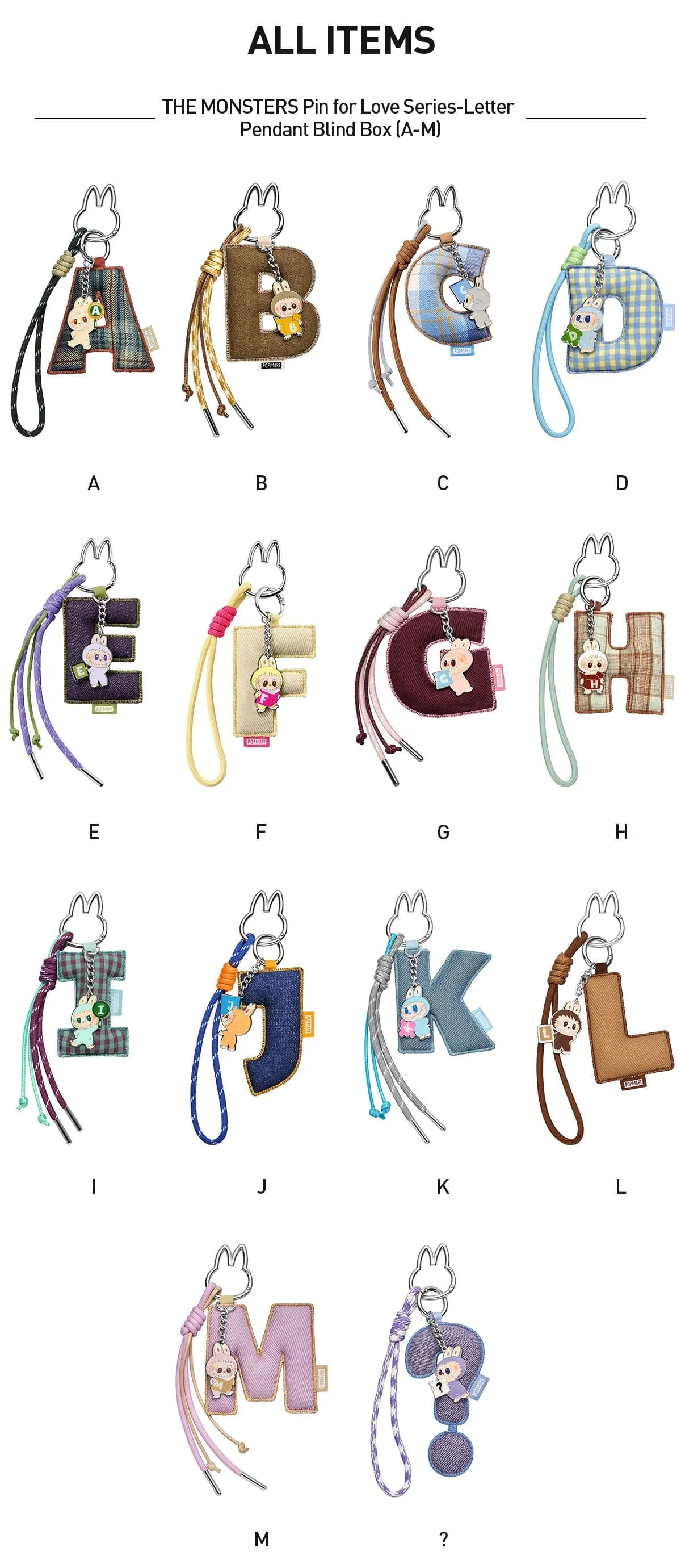 Pop Mart THE MONSTERS (Labubu) Pin for Love Series- Letter Pendant