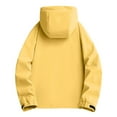 thumbnail image 6 of qelini Mens Waterproof Rain Jacket Hooded Drawstring Buttons Zip Up Winter Coats with Pocket Solid Color Casual Coats Hiking Climbing Ski Outdoor Sports Jacket Yellow L, 6 of 6