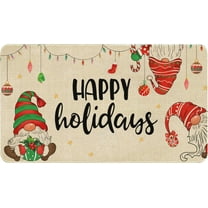 Christmas Door Mat Outdoor for Front Door Decorations,Happy Holidays Christmas Gnome Doormat,Winter Xmas Holiday Welcome Floor Mat Rug for Porch Entrance Farmhouse Decor,30" x 17"