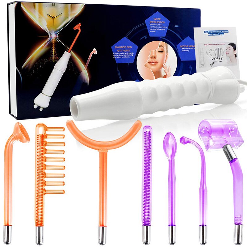 7 in 1 High Frequency Wand Facial Machine Electrode Wand Neon & Argon