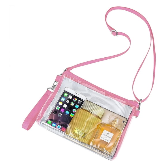 ELORIAH Clear Bag,Minimalist PVC Crossbody Bags,Womens Clear Bag for Stadium Events,Pink