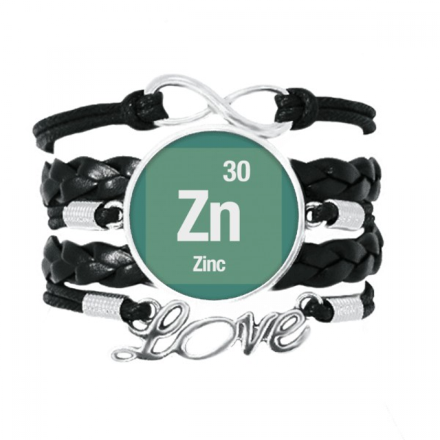 Zn Zinc Checal Element Science Bracelet Love Accessory Twisted Leather Knitting Rope Wristband