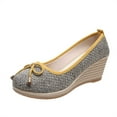 thumbnail image 2 of LSLJS Chaussures Compensées pour Femmes, Chaussures Mode Grande Taille avec Bouche de Poisson Nœud Semelle Épaisse, 2 of 9