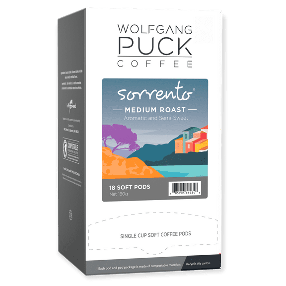 Wolfgang Puck Coffee Soft Pods, Sorrento, Medium Roast, 18 count (pack of 1)