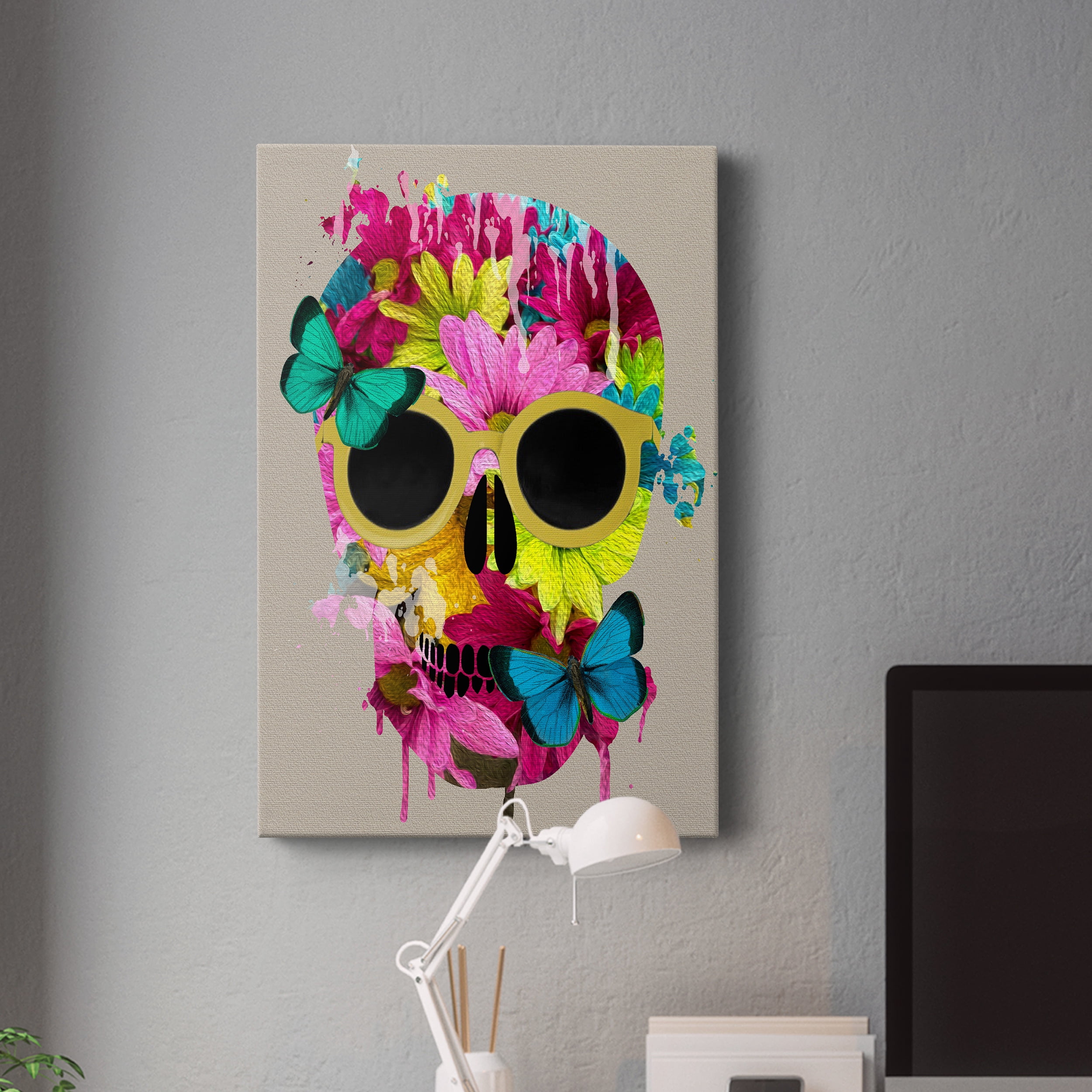 Floral Skull Premium Gallery Wrapped Canvas - Ready to Hang - 32 x 48