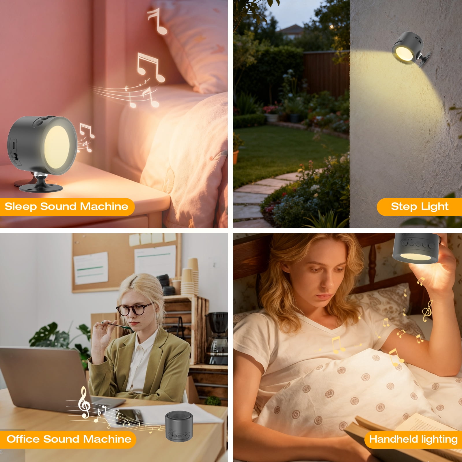 Musqua 30 Natural Soothing Sounds White Noise Machine with LED Wall Sconce Night Light for Baby Kids Adults
