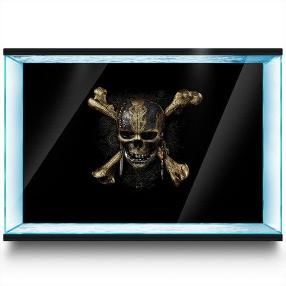 Aquarium Background Stickers - Skull Pirate Symbol - for 5-60 Gallon Fish Tanks Reptile Terrarium Decor