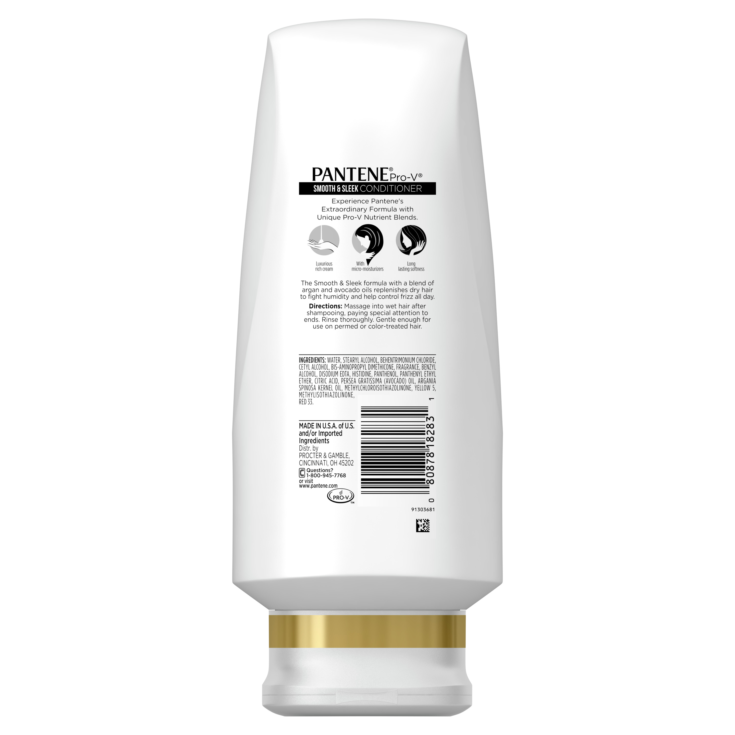 Pantene Pro-V Smooth and Sleek nourishing Moisturizing Daily Conditioner with Argan Oil & Avocado Oil, 17.7 fl oz