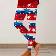 thumbnail image 2 of 4th of July Patriotic Leggings for Women Stripe Color Block Star Print Lifting Stretchy Workout Yoga Pants Dark Purple M, 2 of 4