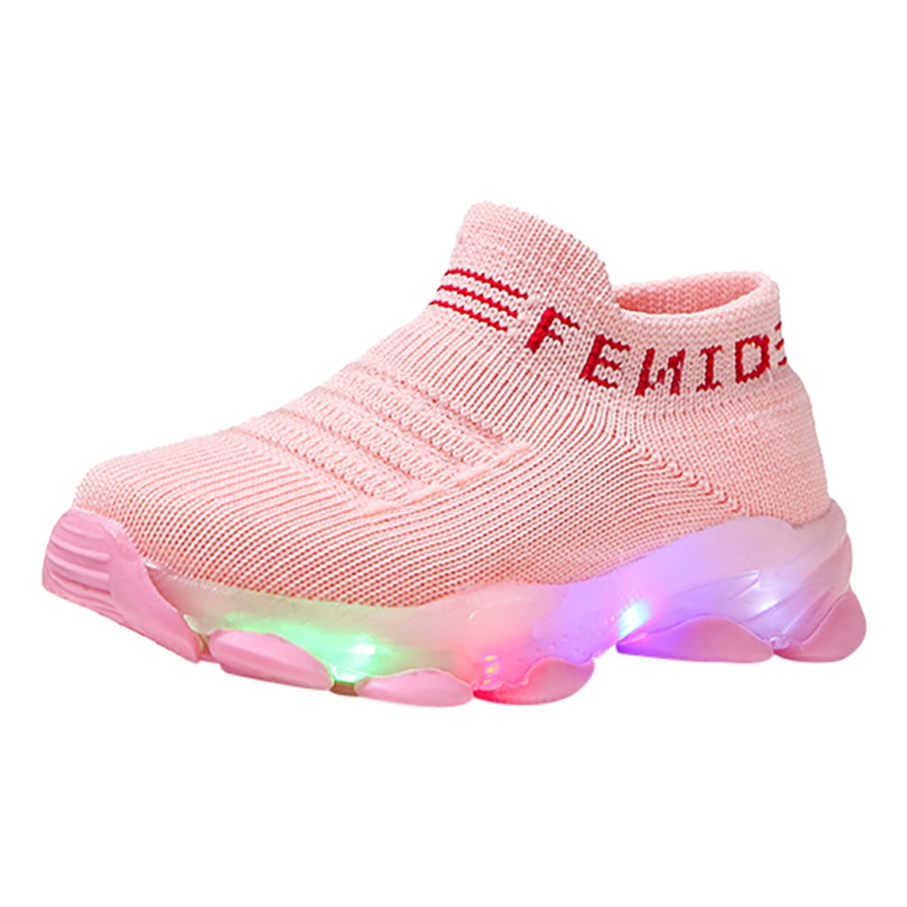 Infant Children Kids Baby Girls Boy Mesh LED Light Luminous Sport Shoes Sneaker 