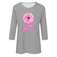 thumbnail image 4 of Alkepwun Womens Breast Cancer Awareness T Shirts Sunflower Pink Ribbon Graphic Tees Cancer Survivor 3/4 Sleeve Tee Tops, 4 of 4