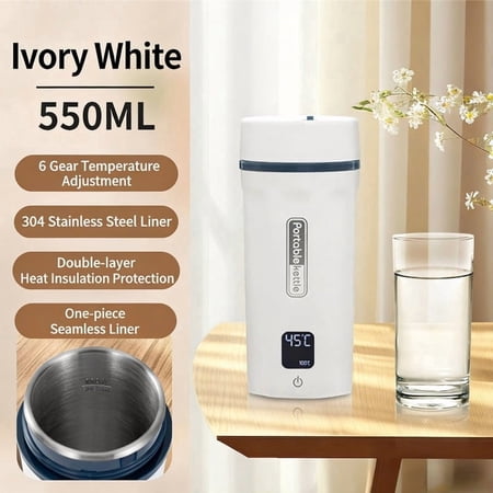 Portable Electric Kettle, 550ML 304 Stainless Steel Travel Water Boiler with 6 Temp Control, Fast Boil, Quiet & 24H Keep Warm