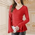 thumbnail image 4 of Roncen Women's Dressy Blouses Ruffle Long Sleeve Peplum Sparkly Tops, 4 of 8