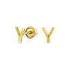 ABC Minimalist Real Yellow 14K Gold Capital Block Alphabet Letter Initial Y Stud Earrings Safety Ball Screw Back for Teen for Women