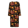 thumbnail image 5 of Xoenoiee Turkey Pumpkin Maple Leaves Print Women Zipper Robe Thanksgiving Long Sleeves Loungewear Dress Full Length Sleepwear Pockets Housecoat Nightgown Long Bathrobe, M, 5 of 6