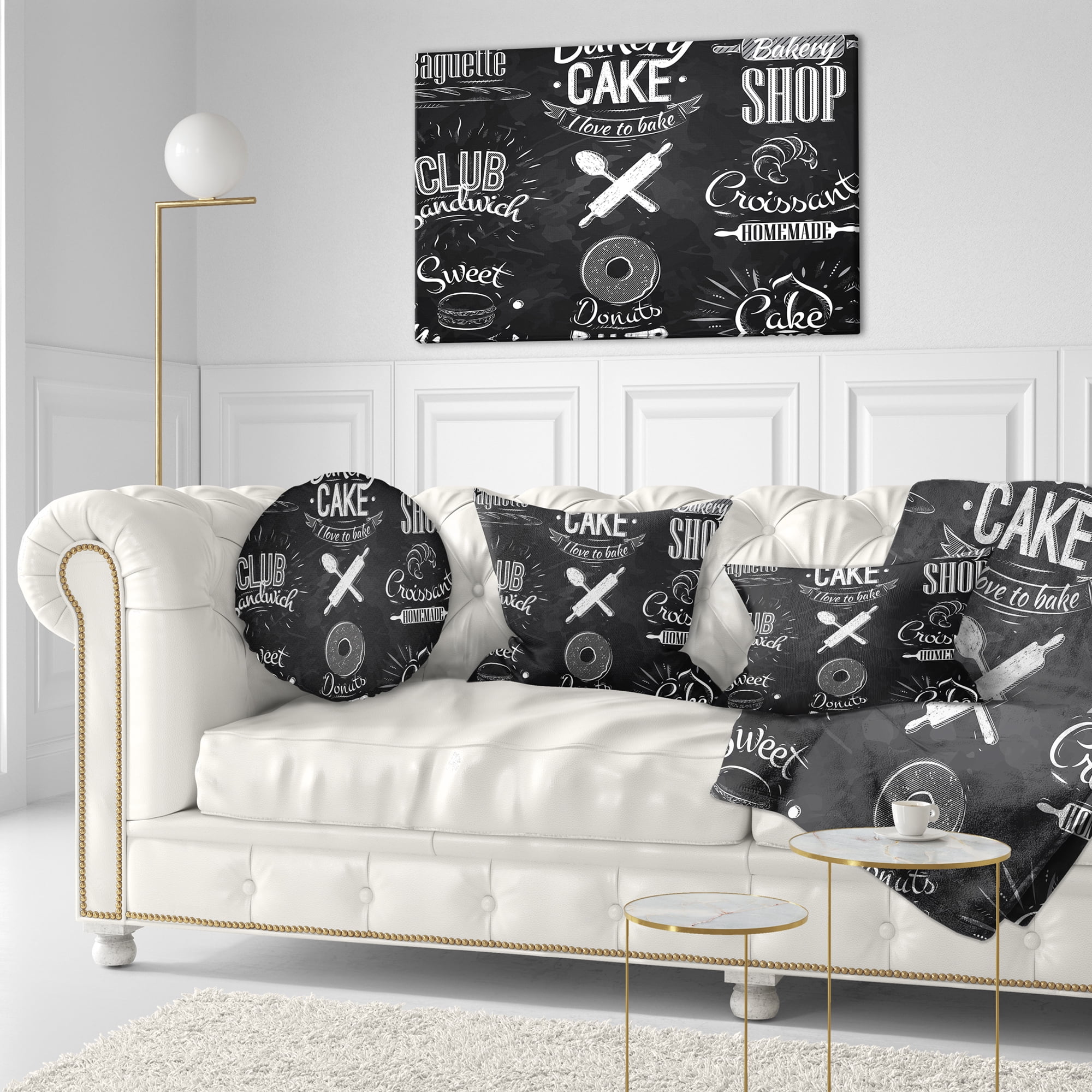 Designart Bakery Characters - Abstract Throw Pillow - 12x20