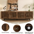 thumbnail image 3 of 78" Modern TV Stand for TVs up to 85", Entertainment Center with Closed Storage, Media Console with Slatted Doors, Cable Management & Soft-Close Hinges, Solid Wood Legs for Living Room, Walnut, 3 of 10