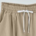 thumbnail image 4 of Fsgntruao Bermuda Shorts for Women Cotton Linen Elastic Waist Knee Length Casual Loose Drawstring Capri Pants with Pockets Wide Leg Pant Summer Shorts, 4 of 6