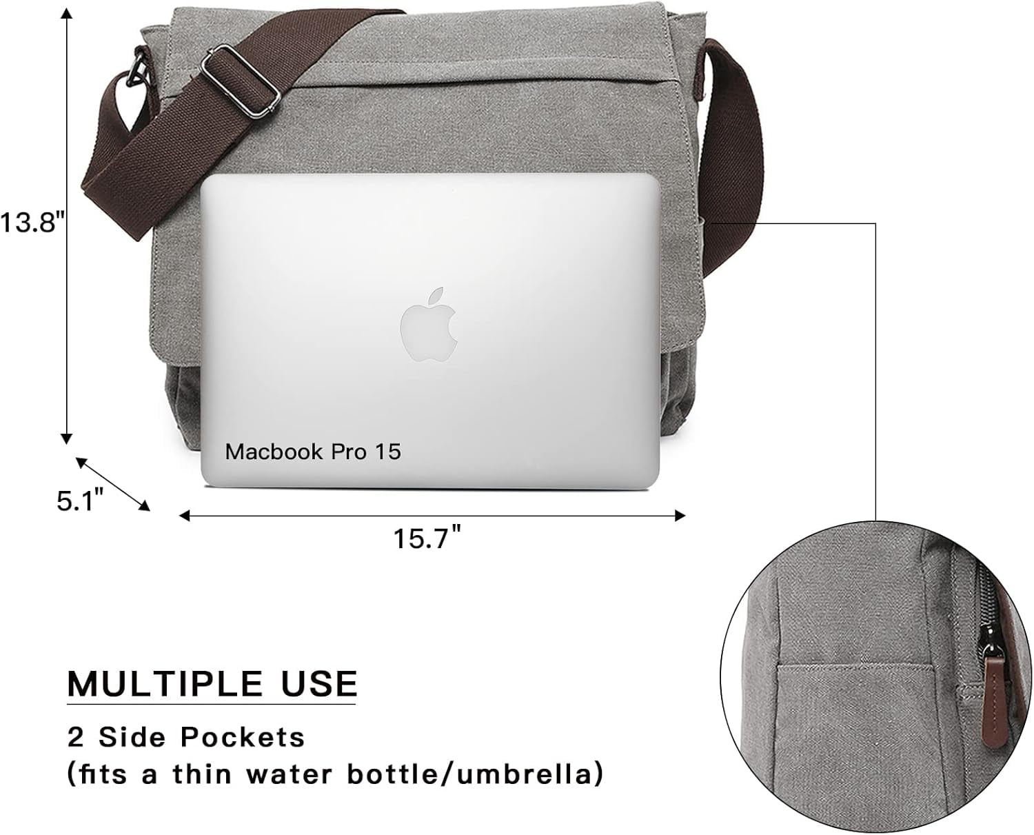 NANAHuang Large Vintage Canvas Messenger Shoulder Bag Travel Crossbody Purse Briefcase Business Bag for 15inch Laptop