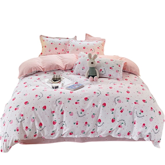 4 Piece Bed Sheet Set Washed Cotton Textiles Gentle Brushed Size Duvet Cover Pillowcase Easy Maintenance
