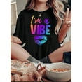 thumbnail image 1 of Women's Trendy Gradient Lip & Letter Print Tee - Casual Crew Neck Short Sleeve Top, Comfortable Summer Wear, 1 of 8