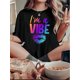 thumbnail image 1 of Camiseta De Mujer Camiseta De Verano Para Mujer Para Viajes En La Calle TrabajoWomen's Trendy Gradient Lip & Letter Print Tee - Casual Crew Neck Short Sleeve Top, Comfortable Summer WearFather's Day, 1 of 6