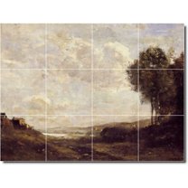 Ceramic Tile Mural-Jean Corot Landscapes Painting 307. 17" w x 12.75" h using (12) 4.25 x 4.25 ceramic tiles
